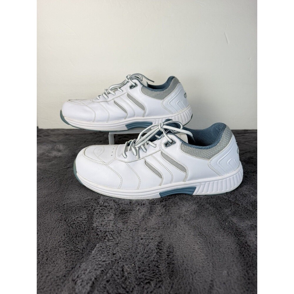 Orthofeet 640 Men’s 11.5 4E X-Wide White Blue Leather Orthopedic Walking Shoes